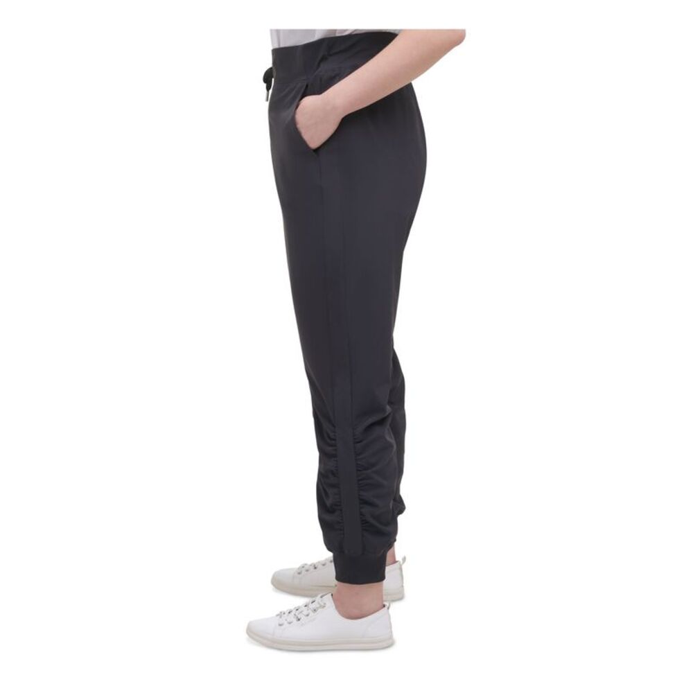 CALVIN KLEIN Womens Black Tie Ribbed Mid Rise Cinched Hems Cropped Pants Plus 3X - Picture 3 of 3